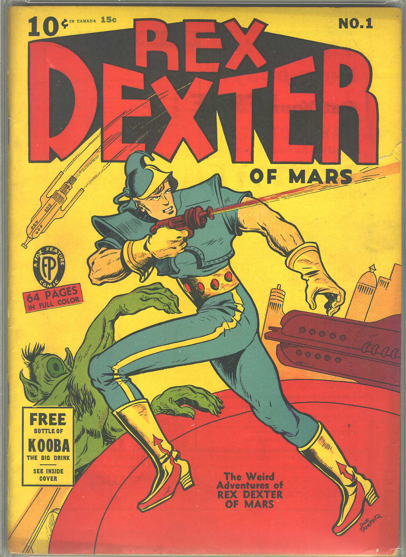 Rex_Dexter_of_Mars_1 Rex Dexter comic book cover with Rex Dexter shooting monsters with a lazer gun.
